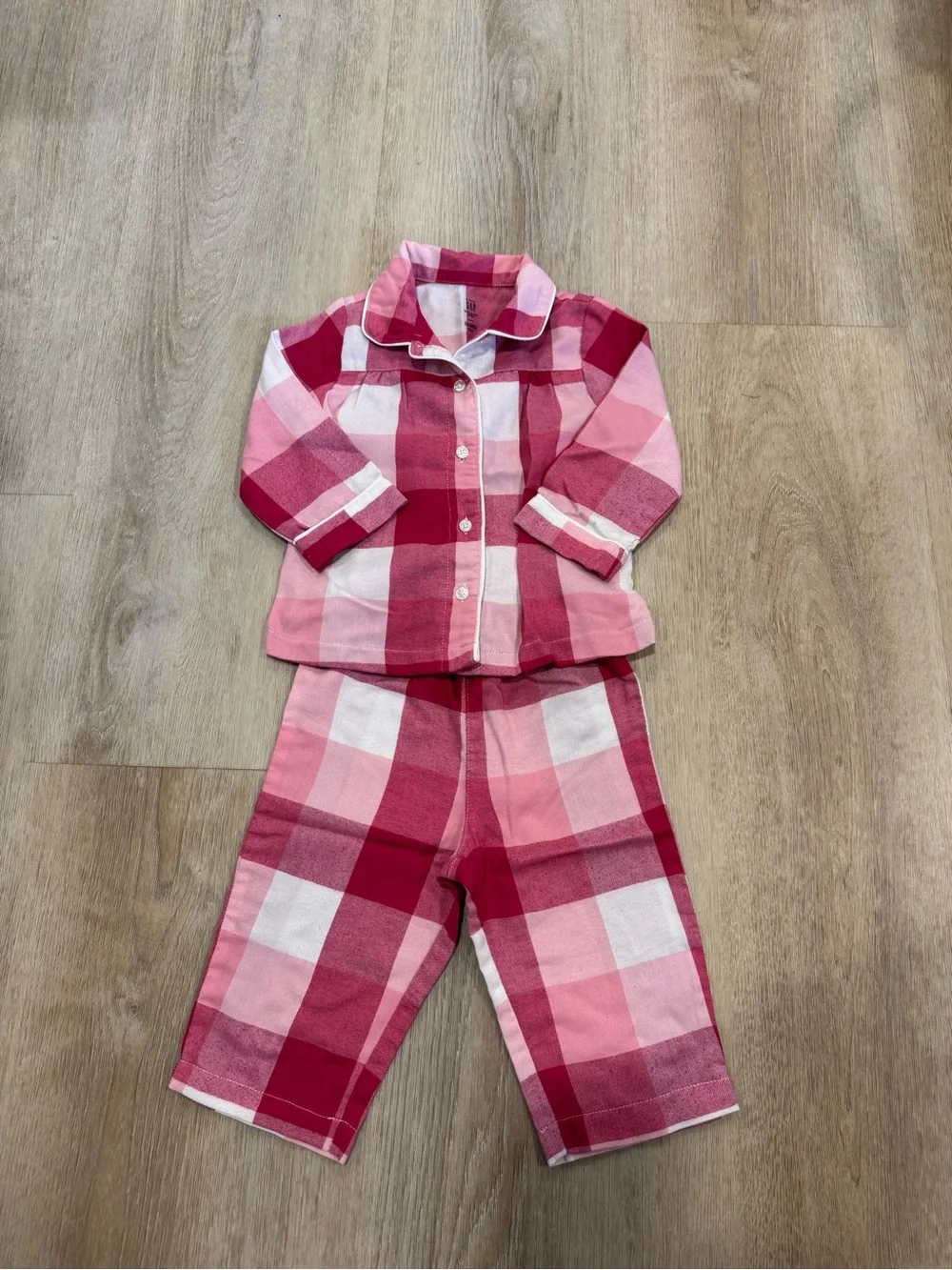 GAP Pink Plaid Two-Piece Pajama Set